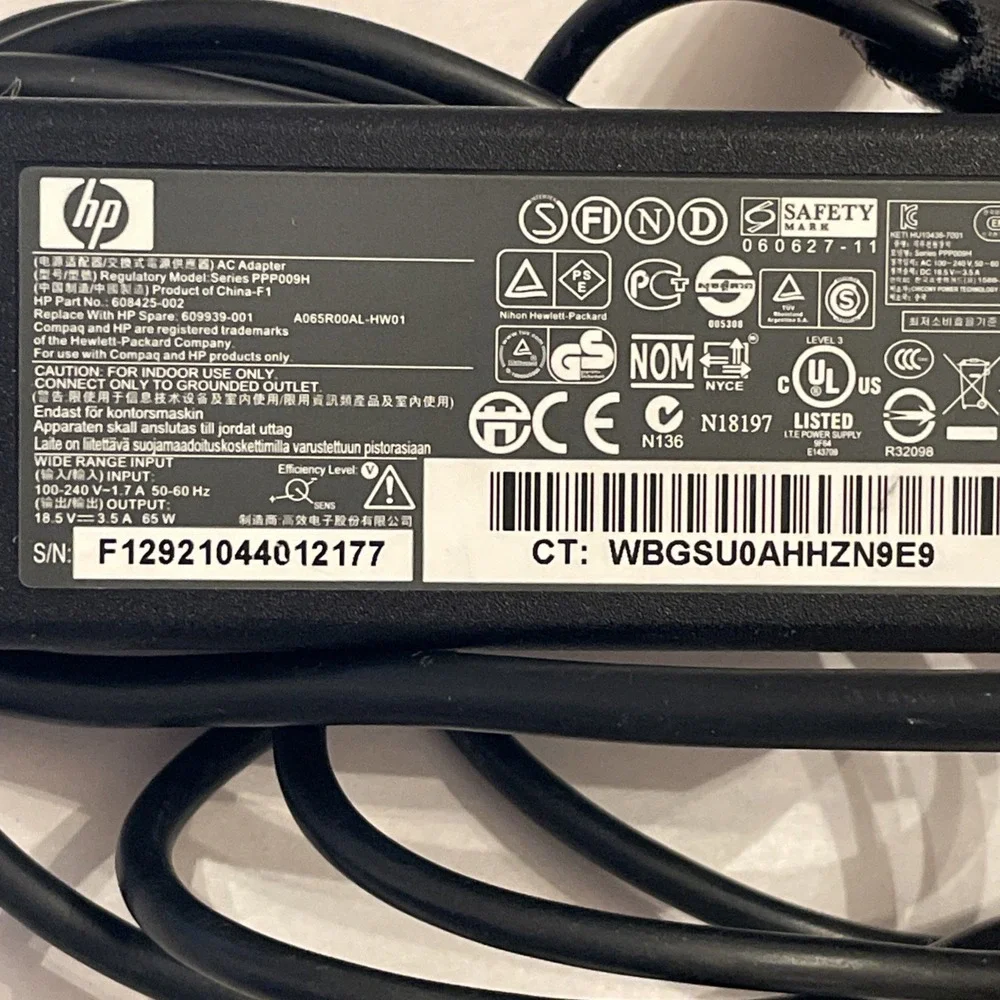 Genuine hp AC Power Adapter Charger‎ PPP009H 609939-001 18.5V @ 3.5A